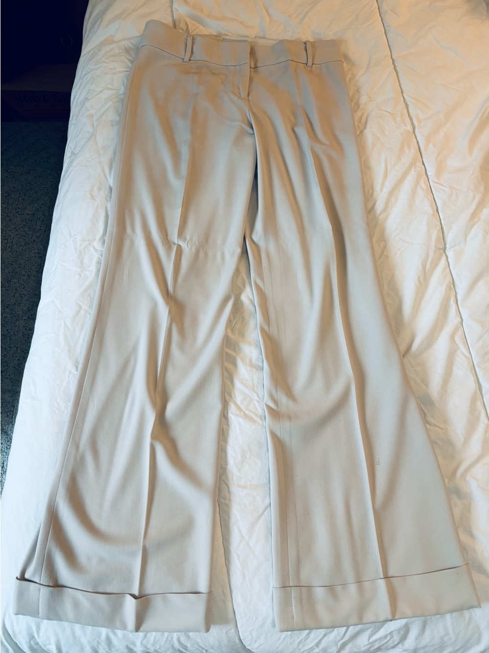 Ann Taylor Loft - elegant Women's Cream Wide-Leg Dress Pants - Picture 5 of 10